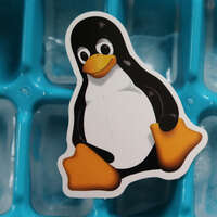 Le manchot Linux sur un bac à glaçons.