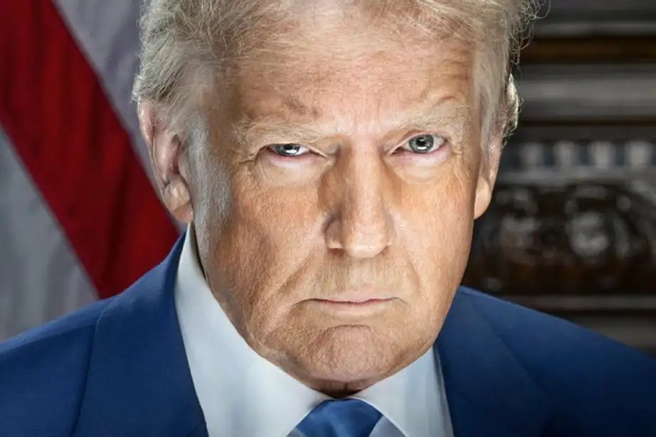 Photographie officielle de Donald Trump, le regard menaçant. Photographie officielle de Donald Trump, le regard menaçant.